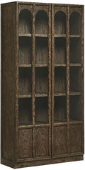 Modway Anwen 79" Wood Display Cabinet with Glass Doors in Walnut – Modern China Cabinet with Arched Door Detail – Large Curio Cabinet for Collectibles by Modway