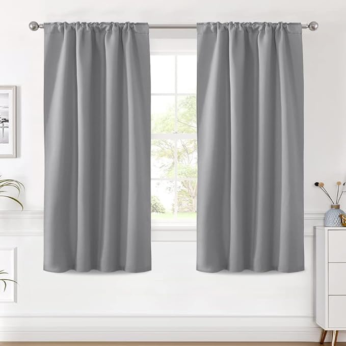 H.VERSAILTEX Blackout Curtains Thermal Insulated Window Treatment Panels Room Darkening Blackout Drapes for Living Room Back Tab/Rod Pocket Bedroom Draperies (2 Panels, Grey, 42 x 63 Inch) - Image 2