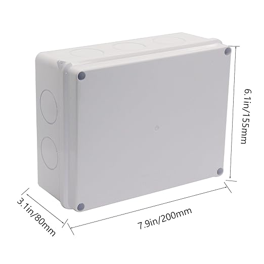 Junction Box Dustproof Waterproof IP65 ABS Plastic Electrical Boxes, Indoor & Outdoor Electrical Power Cord Enclosure Universal Project Box DIY Case White 7.9 x 6.1 x 3.1 inch (200x155x80mm) - Image 2