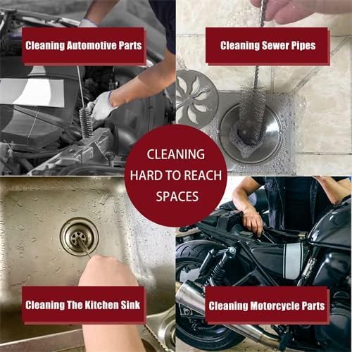 Pipe Cleaning Brush Set Stainless Steel Bristles, Stainless Steel Pipe Brush Steel Bottle Brush 9 Piece Variety Pack for Auto Parts, Bottles, Tubes, Etc. - Image 7