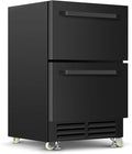24 Inch Under Counter Dual Drawer Beverage Fridge, Weather Proof Outdoor Beverage Refrigerator for Patio, Stainless Steel Built-in Beverage Cooler for Home & Commercial Use, Black by Velieta-SpecialistinFridge