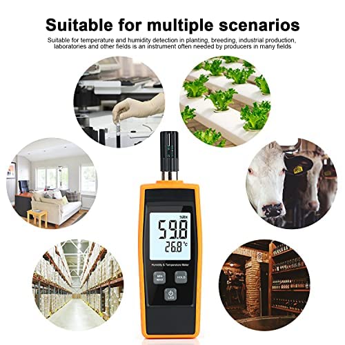 Handheld Humidity Meter, LEERCHUANG Digital Thermometer Hygrometer for Indoor/Outdoor, Temperature Reader Humidity Monitor W Min/Max Value, Data Hold, LCD Display - Image 6