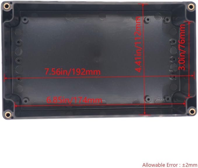 2 Pack Project Box IP65 Waterproof Junction Box ABS Plastic Black Electrical Boxes DIY Electronic Project Case Power Enclosure 7.87 x4.72 x2.95 inch (200x120x75 mm) - Image 3