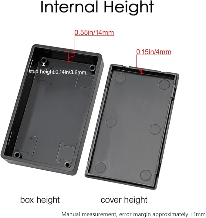 LeMotech Project Box, 5 Pieces ABS Electrical Box Small Junction Box for Electronics PCB Case,Electronic Hobby Box Black, Outside Size 2.8 x 1.7 x 0.7 inch (70x 42x 18 mm) - Image 4