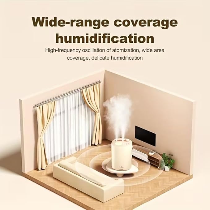 Quiet large capacity humidifier with dual nozzles, features a small night light, suitable for bedrooms and offices, Modern bedroom humidifier (White - Plug-in Version) - Image 8
