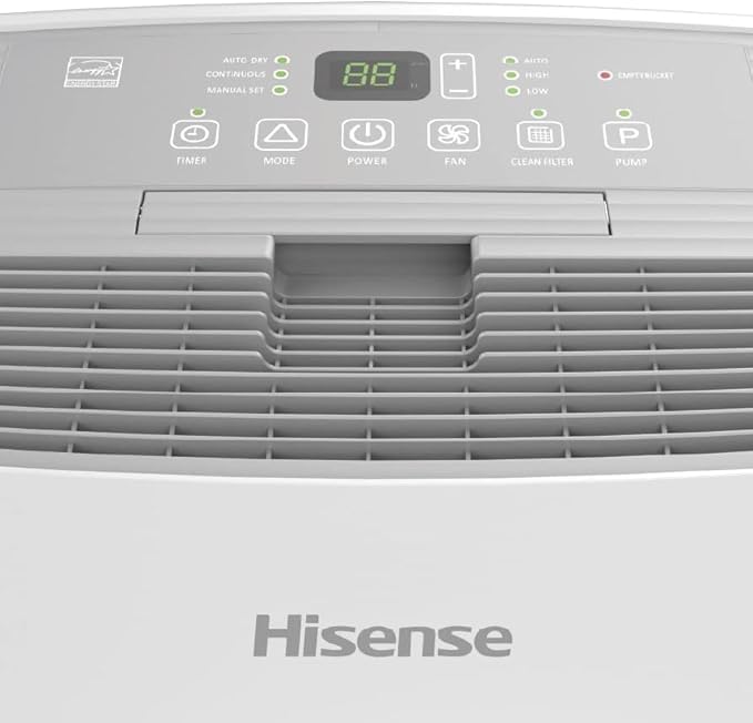 Hisense 50 Pint 3-Speed Dehumidifier with Built-in Pump, 3 Modes Auto, Continuous, Manual, White, Up to 4500 sq ft, Noise level 50 dB, HT5021KP (Renewed) - Image 2
