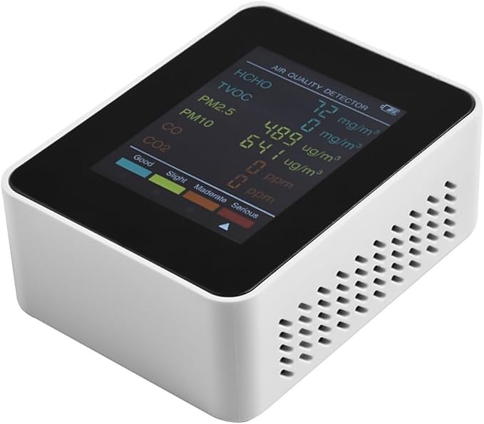 Air Quality Monitor, Multifunctional 6 in 1 C02 Detector PM2.5 PM10 HCHO TVOC Meter Air Quality Monitor, Test Indoor Pollution and Humidity Indoor - Image 3