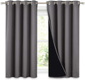 NICETOWN 100% Blackout Curtains with Black Liners, Thermal Insulated Full Blackout 2-Layer Lined Drapes, Noise Cancellation Window Draperies for Dining Room (Grey, 2 Panels, 52-inch W by 54-inch L) by NICETOWN