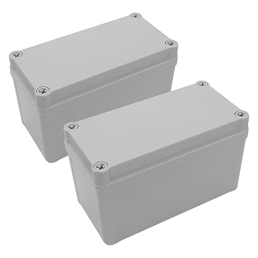 LeMotech Junction Box IP67 Waterproof Dustproof ABS Plastic Project Box for Electrical Outdoor Enclosure Gray 6.3 x 3.1 x 3.7 inch (160 x 80 x 95 mm),2 Pack by LeMotech