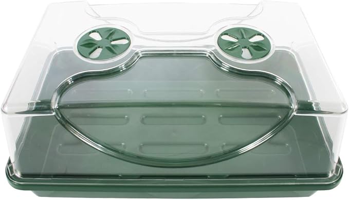 EarlyGrow 70738 Medium Domed Propagator, 15" x 9" x 7", Black/Dark Green by EarlyGrow