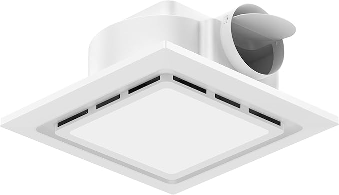 TEPU Bathroom Exhaust Fan with Light 144 CFM, 11.8In Grille, Cutout Size 9.8" x 9.8", Duct 4 Inch, 1.0 Sone Quiet Bath Ceiling Vent Fan Combo with 6500K 1200LM LED Light, for Bathroom, Laundry, Shower by TEPU