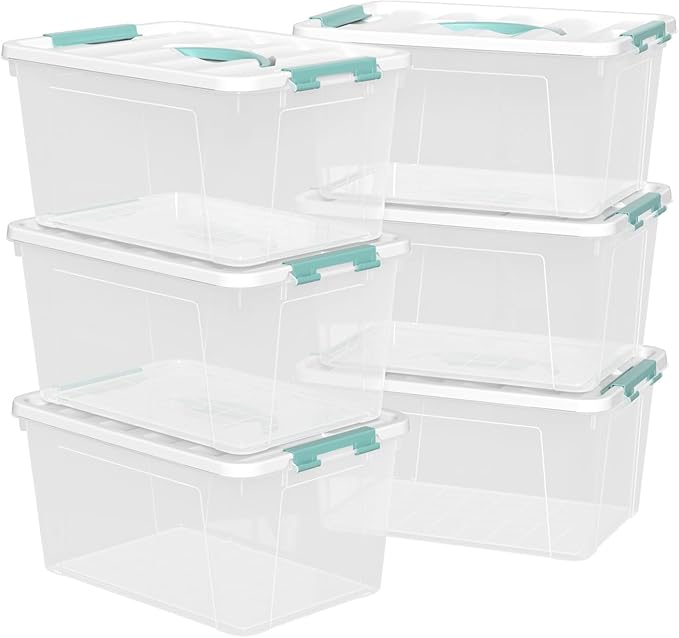 6-Pack Clear Storage Latch Bins, 14 L Plastic Storage Boxes with Lid - Image 7