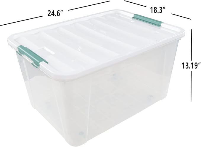 80 L Extra Large Plastic Storage Box, Clear Large Plastic Storage Bins with Wheels, 4-Pack - Image 2