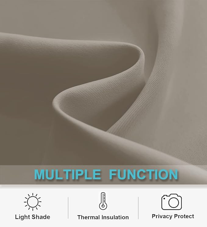 RYB HOME Extra Wide Curtains for Divider Room Separation Soundproof Temporary Door Curtains for Bedroom Closet Office Theatre Garage Living Room Privacy Drop Cloth, W 180 x L 84 inches, Sand - Image 7