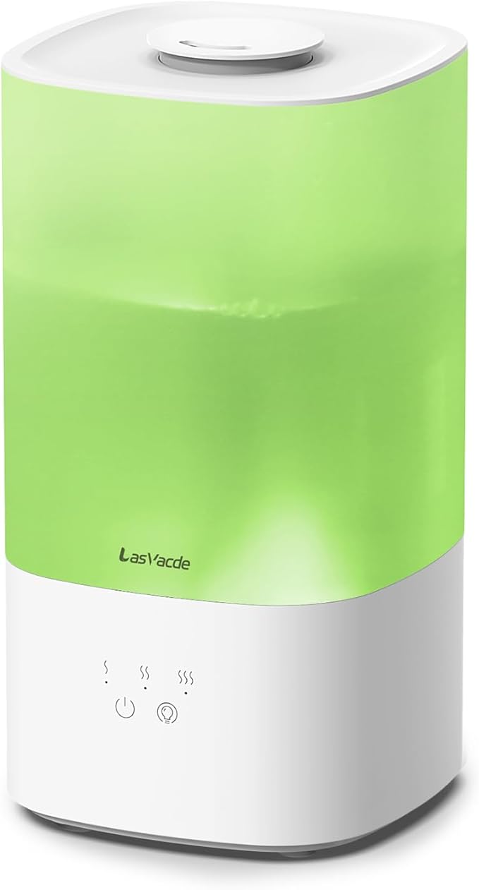 2.5L Humidifiers for Bedroom, Top Fill Cool Mist Humidifiers for Large Room, Easy to Fill & Clean, 30H Runtime, 28dB Quiet Air Humidifier for Plants, Baby Nursery with Night Light by Unknown
