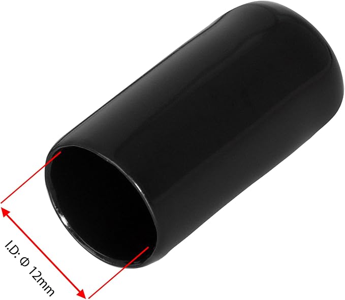20 PCS Black Round Vinyl Rubber End Caps Kits, Flexible Screw Thread Protectors Safety Cover for Metal Tubing Rod Bolt, 12mm (12/25 inch) - Image 2