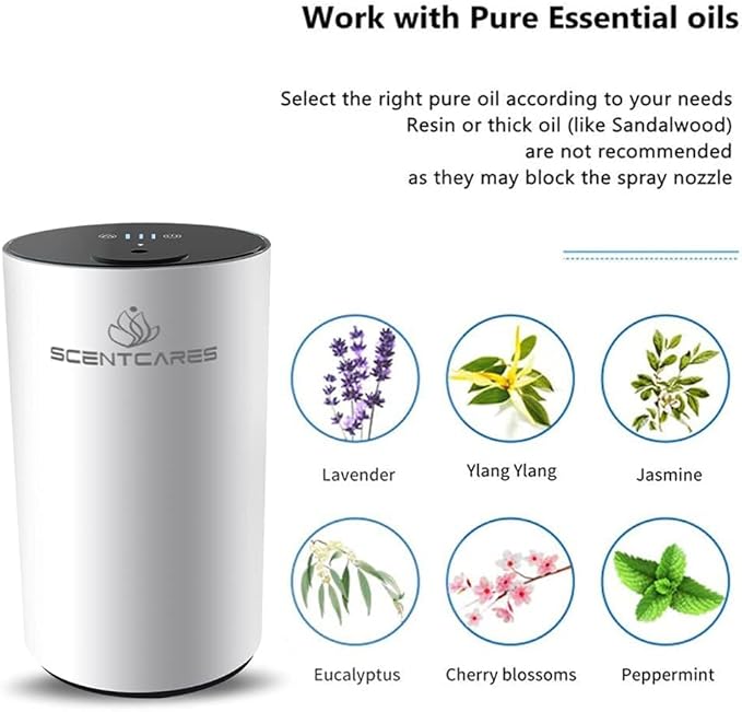Sentiment Diffuser, Waterless Diffusers for Essential Oils - Diffusers for Home, No Water & Portable & Smart & Cordless Design, for Cold Mist (White) - Image 2