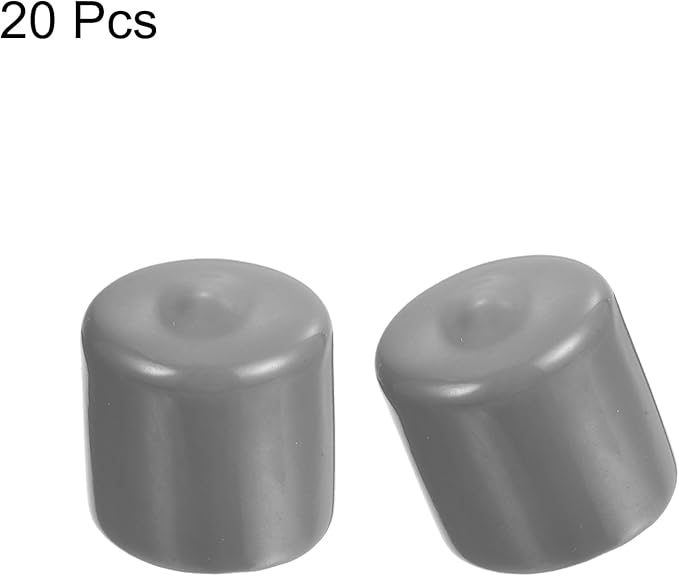 uxcell 20pcs Rubber End Caps Protective Caps 26mm ID Vinyl PVC Round Tube Bolt Cap Cover Screw Thread Protectors, Light Grey - Image 2