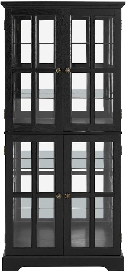 Lighted Glass Curio Cabinet with Lights & Adjustable Shelves,Curio Display Cabinet with Wood Frame & Glass Door,Corner Antique Display Case for Kitchen,Living Room,Office - Image 8