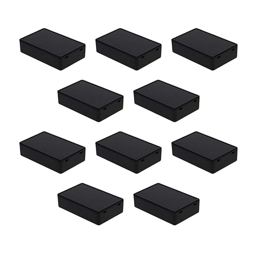 Fielect 10Pcs Dustproof Electronic Junction Box Plastic Enclosure Project Box for Electronic Projects ABS Black 2.76 x 1.77 x 0.71 inch by Fielect