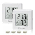 KETOTEK 2 Pack Mini Thermometer Hygrometer Indoor Humidity Monitor Digital Temperature Humidity Gauge Meter with for Bedroom Greenhouse Cellar by KETOTEK