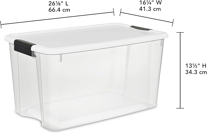 Sterilite 16-Pack Ultra Latching Box, Storage Bins with Lids, Clear Plastic, 70 Quart - Heavy-Duty Organizing Containers for Closet, Bathroom, and Office - Image 4