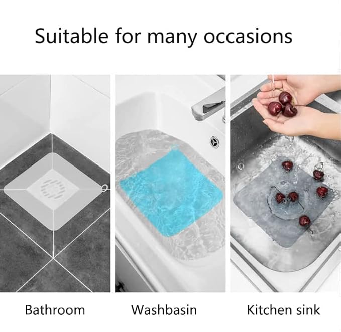 2 Pieces 8 x 8 Inch Silicone Tub Stopper Floor Drain Cover Sewer Anti-Odor Mat Deodorizing Drain Plugs for Kitchen,Bathroom and Laundry (Grey) - Image 4