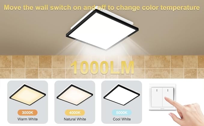 Tech Drive Bathroom Exhaust Fan with Light,80CFM 1.5Sone,Super Quiet Bathroom Ventilation Fan,1000lm Dimmable 3CCT LED Light 3000K/4000K/5000K Selectable, Energy Star Bath Fan, Decorative Black Trim - Image 7