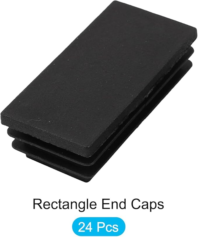 METALLIXITY Rectangle End Caps (60 x 30mm) 24Pcs, Plastic Rectangle Tube Inserts Threaded End Blanking Caps Protector - for Furniture Table Chair Legs, Black - Image 5