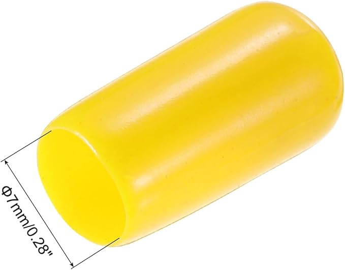 uxcell 20pcs Rubber End Caps 7mm ID Vinyl PVC Round Tube Bolt Cap Cover Screw Thread Protectors Yellow - Image 3