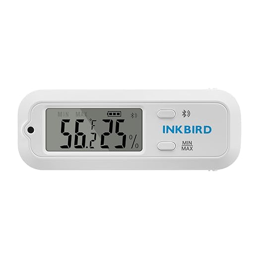Inkbird Mini Digital Thermometer and Hygrometer, Temperature Humidity Bluetooth Smart Sensor, for Guitar Humidor Mason Jar Incubators by Inkbird