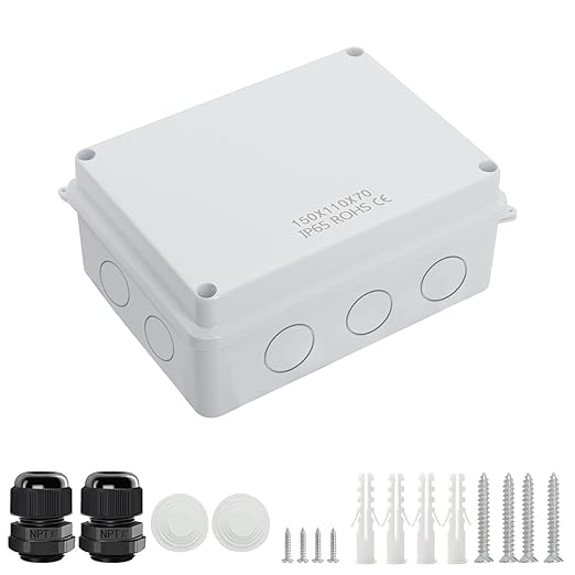 LeMotech Junction Box, Electrical Box IP65 Water Resistant Dustproof ABS Plastic Project Enclosure for Electronics White, External Size 5.9 x 4.3 x 2.8 inch by LeMotech