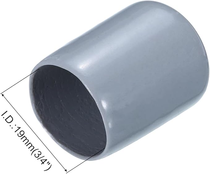 uxcell 20pcs Rubber End Caps 19mm(3/4") ID Vinyl PVC Round Tube Bolt Cap Cover Screw Thread Protectors Grey - Image 3
