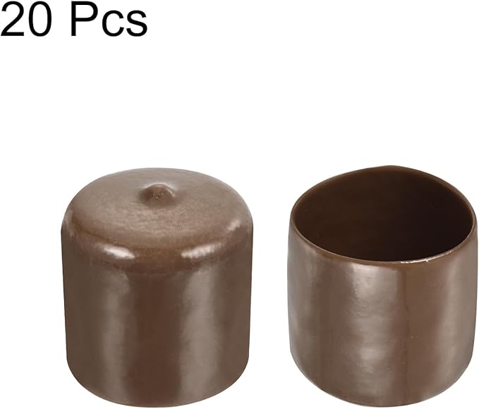 uxcell 20pcs Rubber End Caps 34mm ID Vinyl PVC Round Tube Bolt Cap Cover Screw Thread Protectors Brown - Image 2