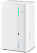 COSTWAY 74 Pints Dehumidifier for Basement, 6000 Sq.Ft Dehumidifier with 24H Timer, 3-Color Indicator, 1.2 Gallon Water Tank, Drain Hose & Wheels for Bathroom, Bedroom by COSTWAY