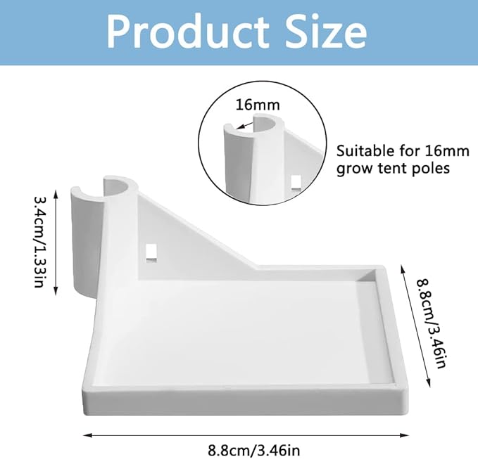 4 PCS Grow Tent Corner Shelf,16 mm Grow Tent Accessories,White Grow Tent Shelves for Place The Hygrometer Camera and Planting Equipment Black/White (White/4PCS) - Image 6