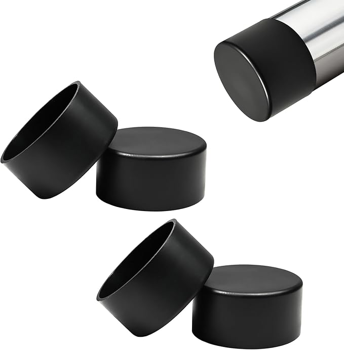 4 Pcs 2-3/8"(61 mm) Round Chair Leg Tips Caps, Silicone Rubber Furniture Leg Floor Protectors, Reduce Noise Folding Metal Chair Leg Cap Replacement for Bar Stool Leg Patio Indoor, Black by BOPOREAE