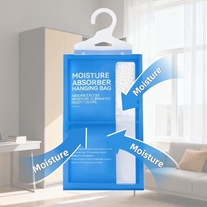 Moisture Absorbers Packets, Dehumidifier Bags, Hanging Moisture Absorber Bag, Humidity Packs,Closet Dehumidifier,Unscented Desiccant in Wardrobes, Bedrooms, Bathrooms,Kitchen (6 PACK) - Image 4
