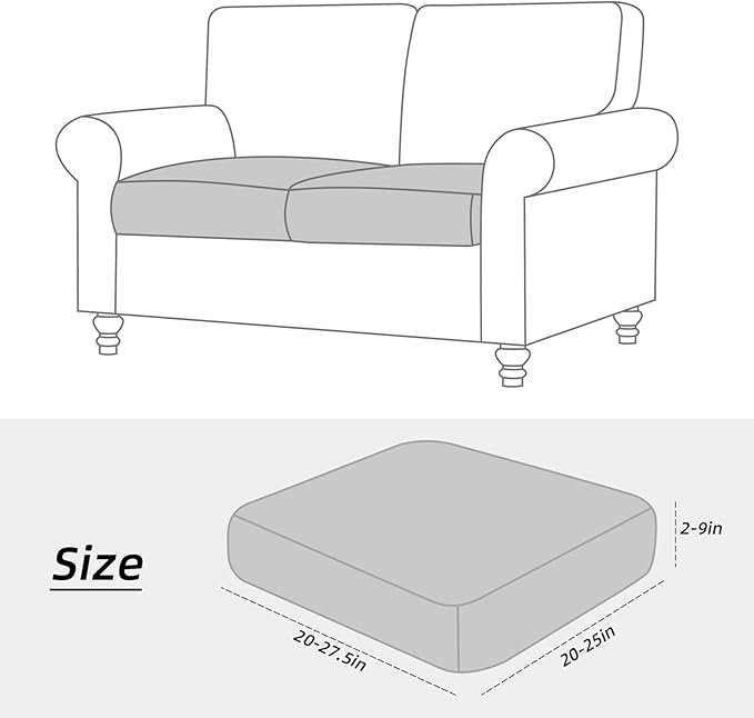 Fuloon Seat Cushion Covers, Stretch Couch Slipcovers Sofa Cushion Protective Solid Chair Slipcovers Washable Suitable for Armchair Loveseat Sofa 2 PC Red - Image 3