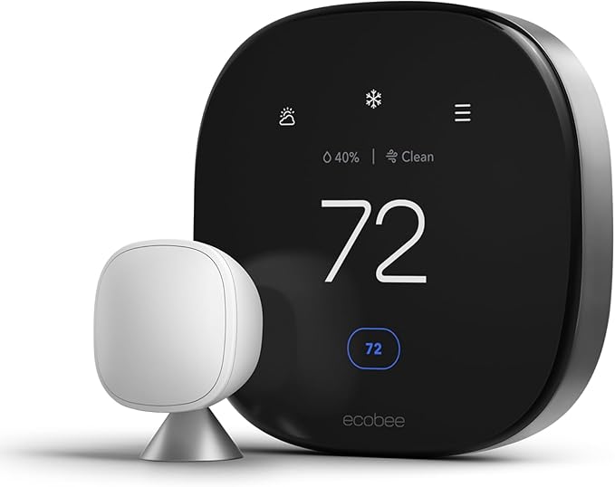 ecobee Smart Thermostat Premium with Smart Sensor and Air Quality Monitor - Programmable Wifi Thermostat - Works with Siri, Alexa, Google Assistant by ecobee