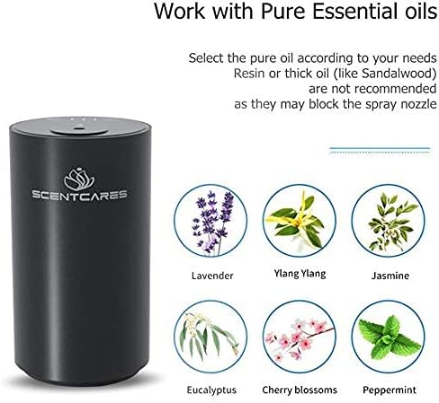 Sentiment Diffuser, Diffusers for Home, Scent Diffuser - Portable & Smart & Cordless Design, for 3 Cold Mist & Timer 1/2/3H (Black) - Image 2