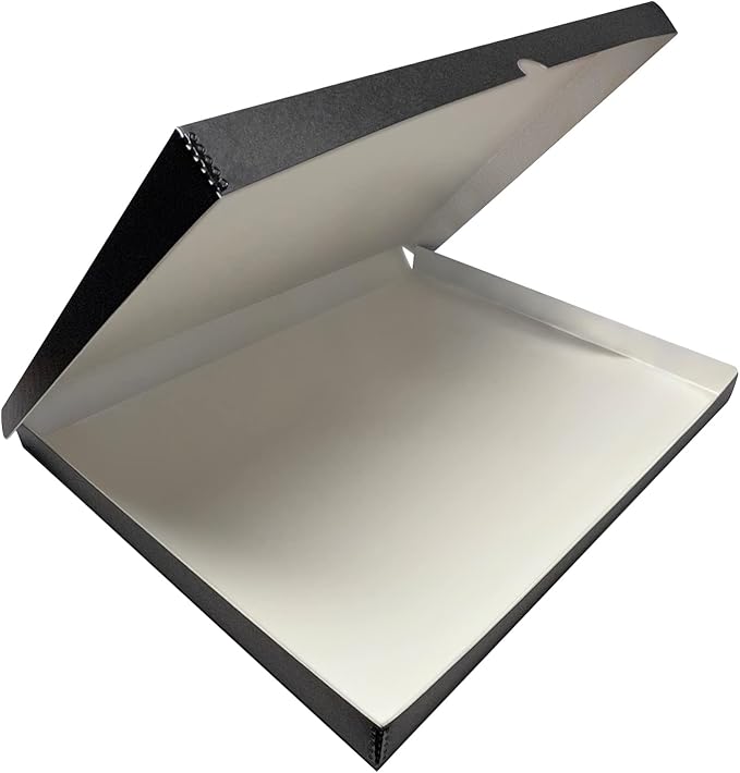 Lineco Folio Storage Box, Clamshell Design with Metal Edge. 18.5x24.5x1.75, Archival Boxboard, Organize and Preserve Photos, Prints, Cards, Magazines, Documents, Art, Ephemera, Family Records, Black by Lineco
