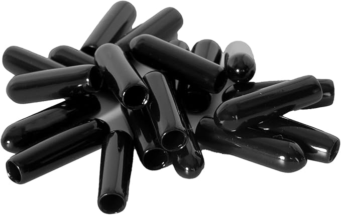20 PCS Black Round Vinyl Rubber End Caps Kits, Flexible Screw Thread Protectors Safety Cover for Metal Tubing Rod Bolt, 5mm (1/5 inch) by Zinkebol