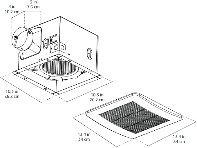 Amazon Basics AB-BV100 Bathroom Exhaust Fan, 110 CFM, 1.0 Sone, Ultra Quiet Operation, ENERGY STAR Certified, White - Image 8