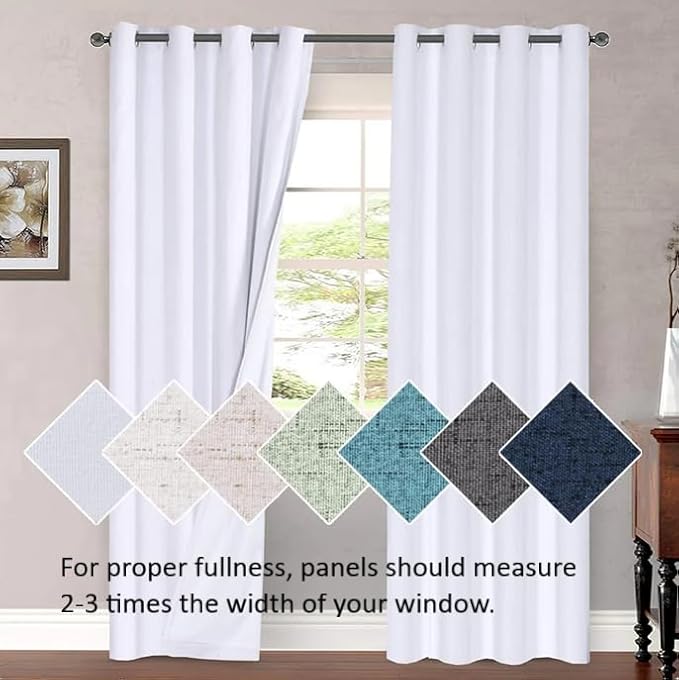 H.VERSAILTEX Blackout Curtains, Durable Thick Textured Look 100% Blackout Patio Door Curtain, Grommet Extra Wide Sliding Door Curtain Panel Long Curtains, W100 x L108 inch- Ivory - Image 8