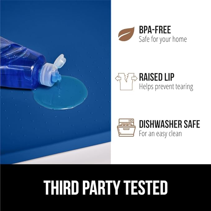 GORILLA GRIP Waterproof Silicone Under Sink Mat with Raised Lip for Kitchen and Bathroom, Cabinet Shelf Liner Stay in Place Mats Dishwasher Safe Drawer Liner, Organizer Tray, 19 x 22 in, Blue - Image 4