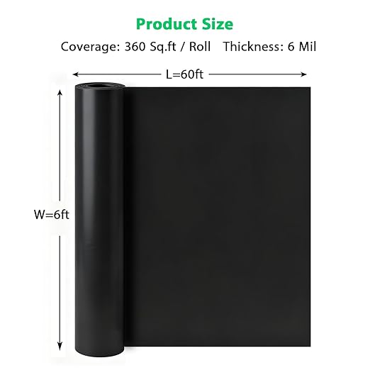 6 Mil 360 sq. ft. Black Moisture Barricade Underlayment Polyethylene Film Roll for Vinyl, Laminate SPC, Engineered Wood Floors with Adhesive Strip - Image 4
