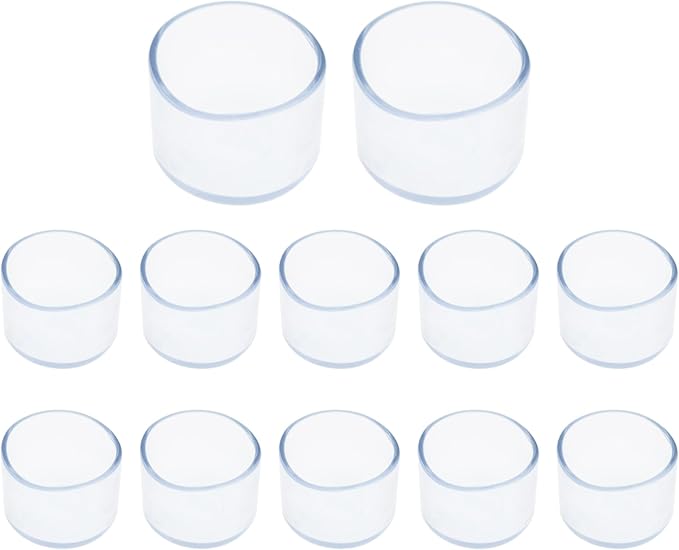 Round Chair Leg Caps,PVC Furniture Feet Covers,TTZEZE Transparent Round Floor Protectors,Clear Table Feet Covers Preventing Plastic Chair Leg Covers Scratches and Noise 32mm/1.26'', 12 by TTZEZE