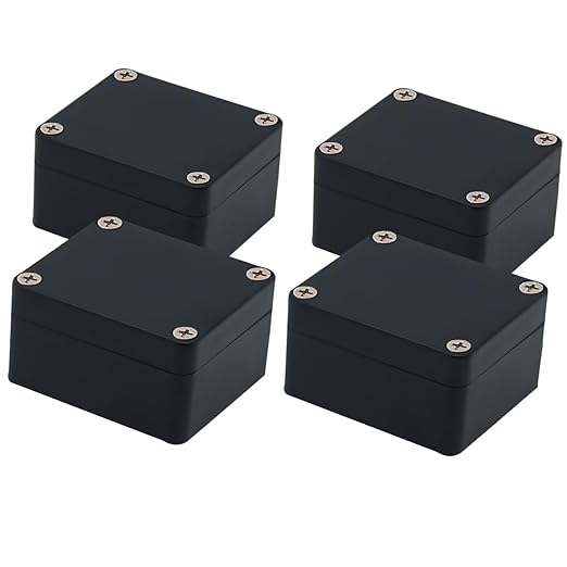 Junction Box, Zulkit Project Box IP65 Waterproof Outdoor Box ABS Plastic Electrical Boxes Electronic Enclosure Black 2.48 x 2.28 x 1.38 inch (63 x 58 x 35mm) (Pack of 4) by Zulkit