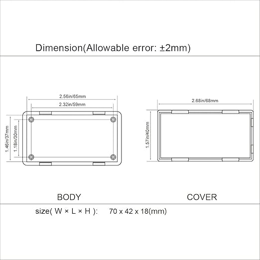 LeMotech Project Box 5 Pieces ABS Plastic Electrical Project Case Small Junction Box for Electronics White 2.76 x 1.65 x 0.71 inch (70x 42x 18 mm) - Image 7